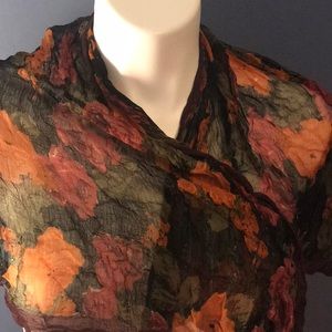 Beautiful brown/red/green Fall colored silky scarf